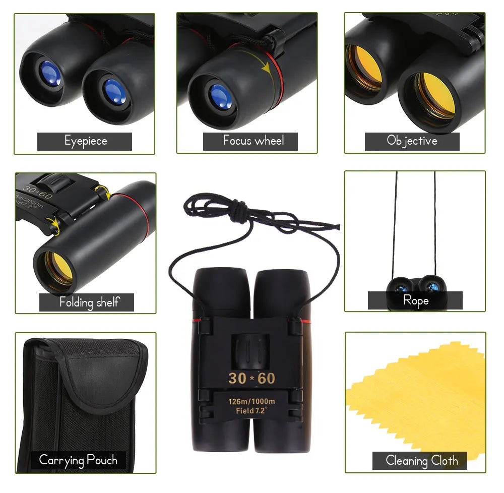 Sakura 30x60 Zoom Binoculars - Day & Night Vision Telescope for Outdoor Adventures