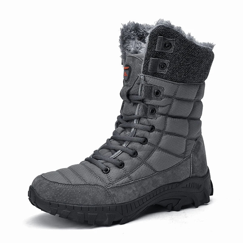 MIXIDELAI Men's Waterproof Winter Snow Boots - Warm Plush-Lined Hiking Boots