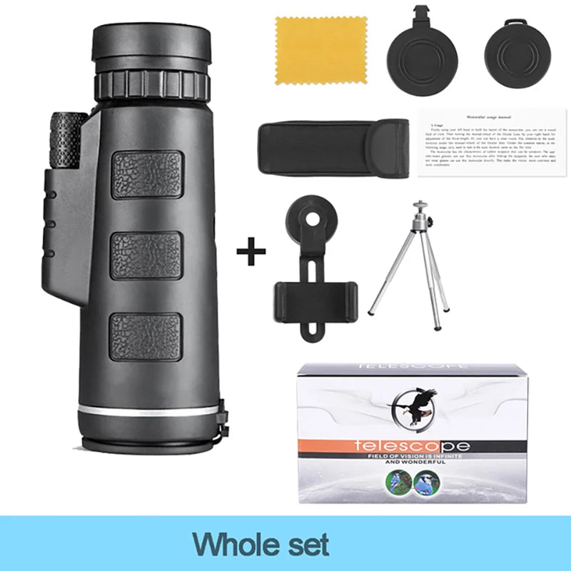 40x60 HD Monocular Telescope - Professional Military Grade Zoom Optics for Hunting & Camping