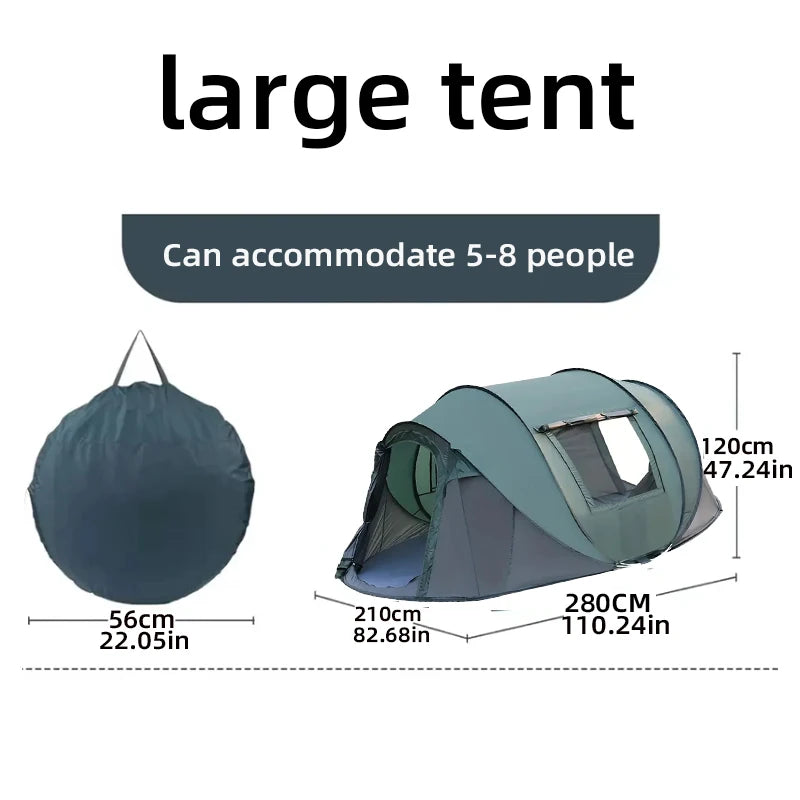 Quick-Opening Waterproof Camping Tent - 5-8 Person Capacity