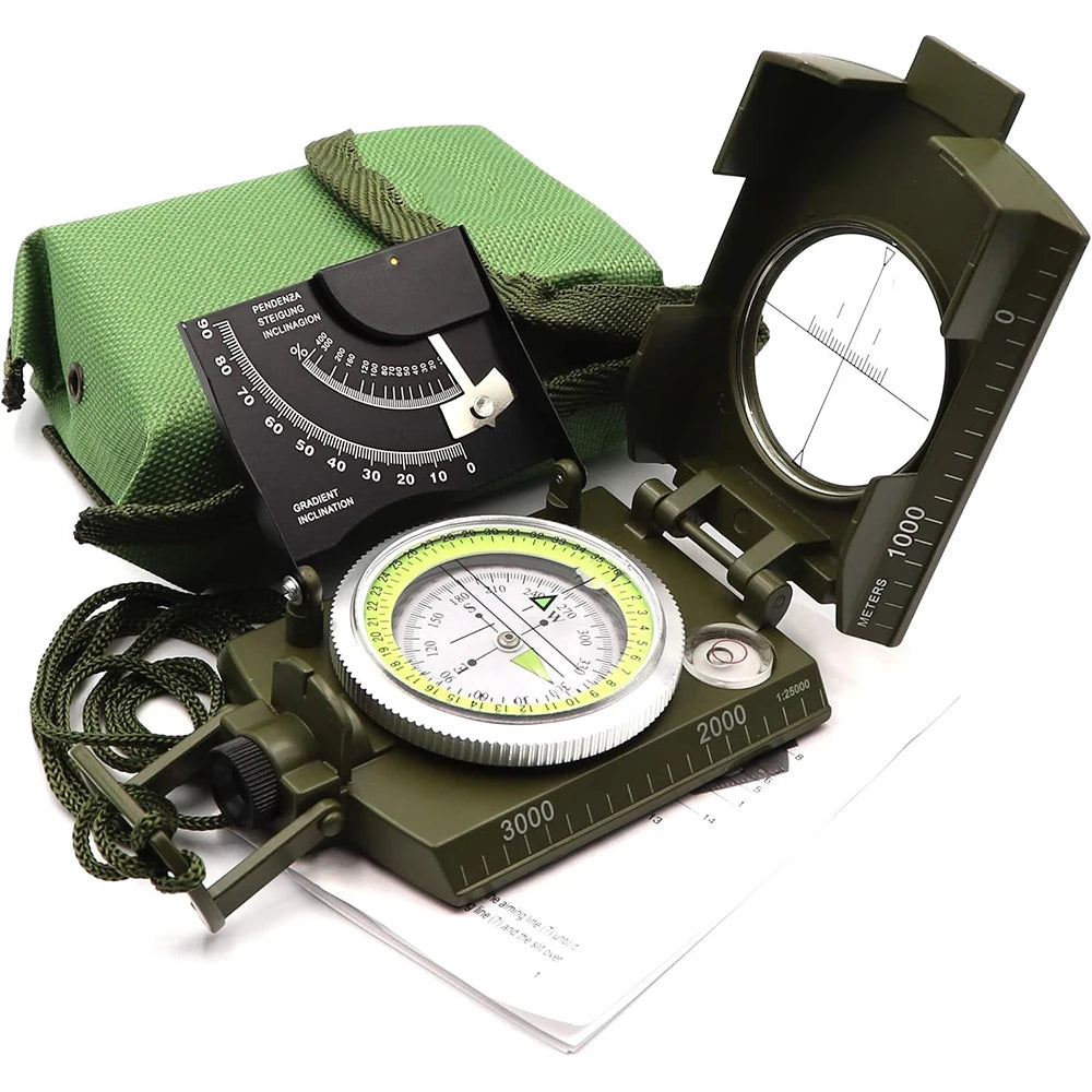 Military Grade Survival Compass - Waterproof Metal with Fluorescent Display