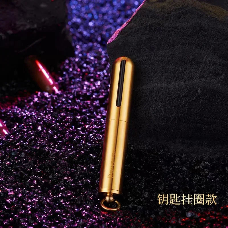 Pure Copper Keychain Lighter - Waterproof Kerosene Lighter with Tobacco Press