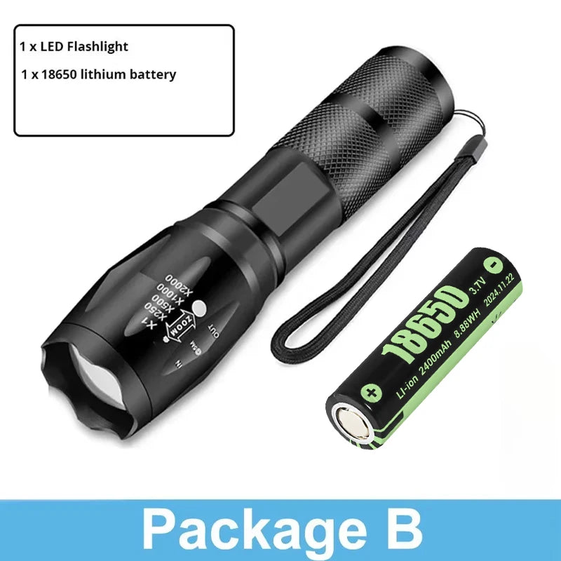 NEWBIRTH 1200 Lumen LED Flashlight - Rechargeable Tactical Torch with 5 Modes & Zoom