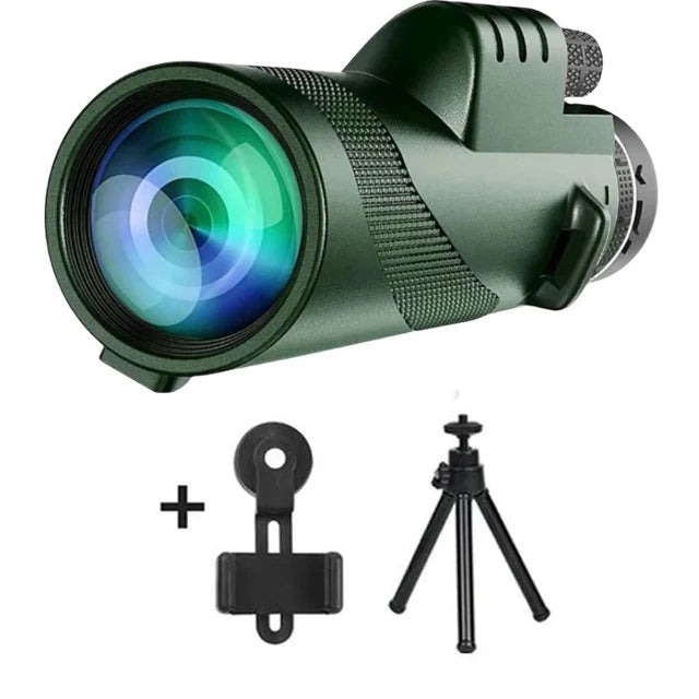 Professional 80x100 HD Monocular Telescope with Tripod & Phone Adapter