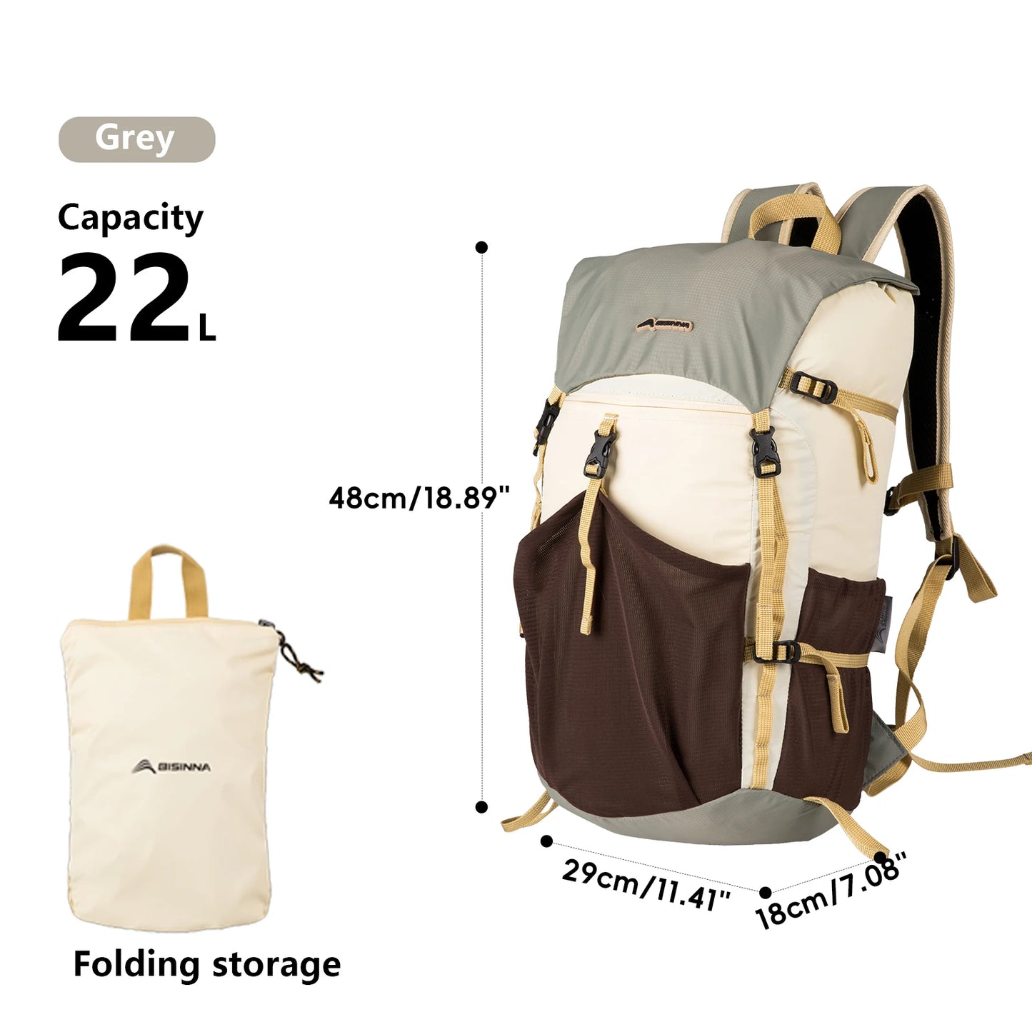 BISINNA 22L Ultralight Hiking Backpack - Waterproof Foldable Daypack