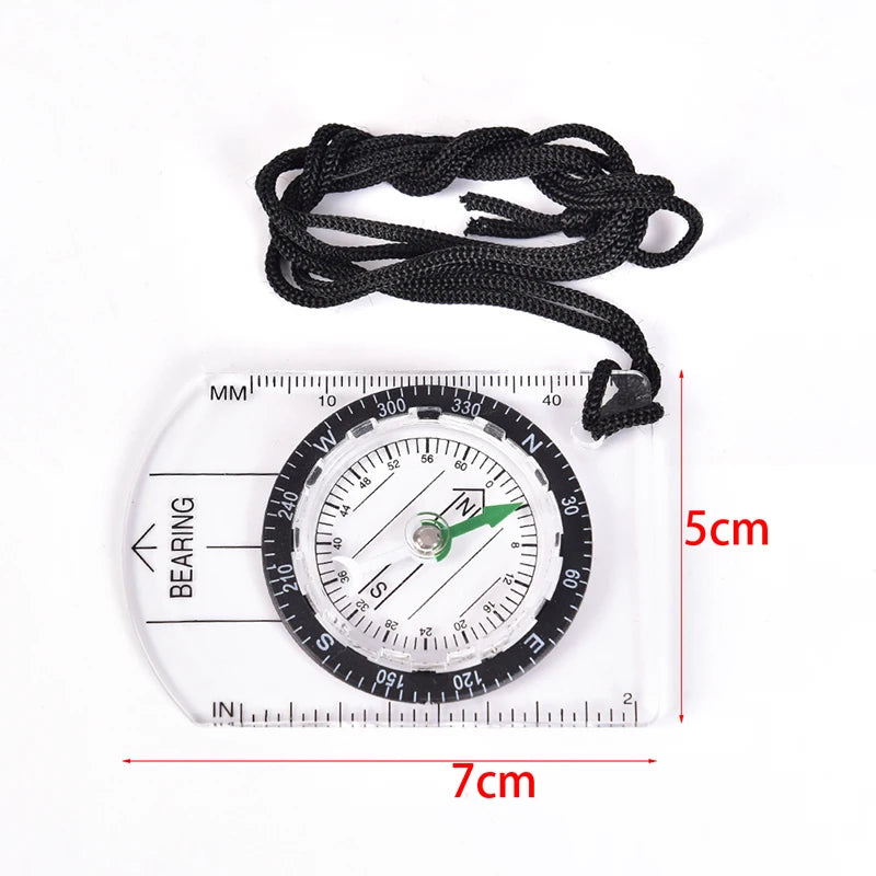 Professional Mini Compass with Map Scale Ruler - Outdoor Hiking & Camping Navigation Tool