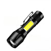 KDULIT USB Rechargeable Mini Flashlight - 300 Lumen COB+XPE LED Torch with Zoom
