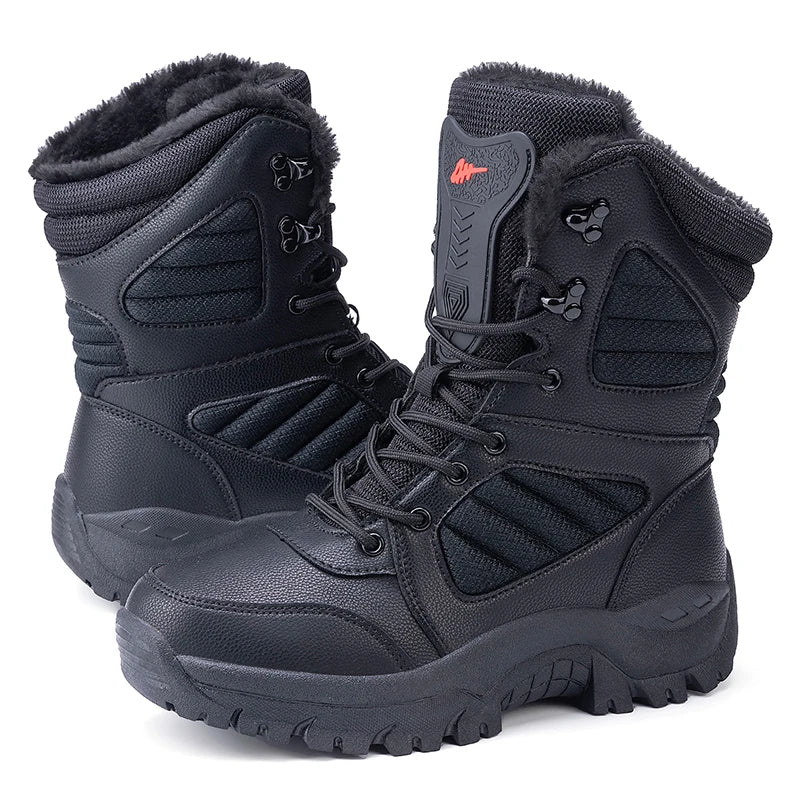 Materswe Men's Winter Snow Boots - Warm Fleece-Lined Waterproof Hiking Boots