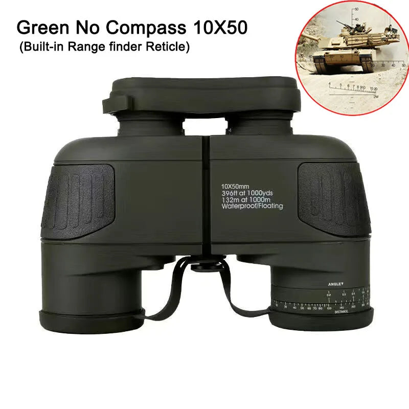 Professional Marine Binoculars 10x50 with Rangefinder & Compass - IPX7 Waterproof