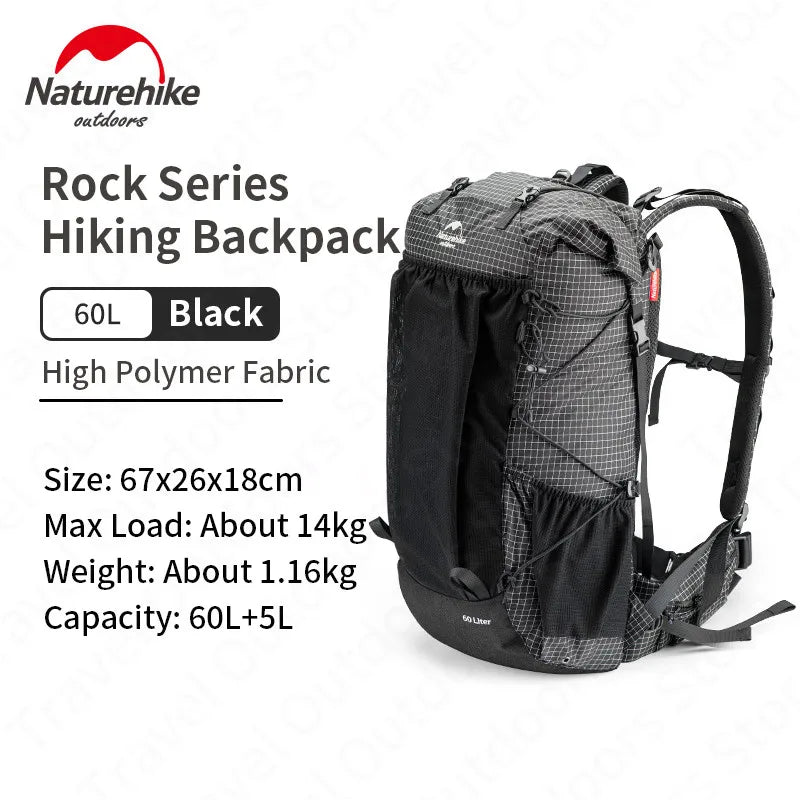 Naturehike Rock Series Ultralight Hiking Backpack - 40L/60L with Internal Frame & Rain Cover