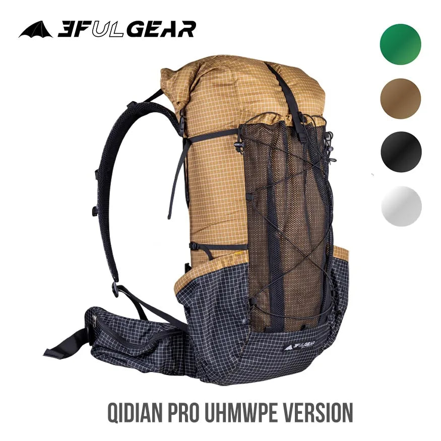 3F UL GEAR QiDian Pro Ultralight Backpack - 40L-50L UHMWPE Hiking & Mountaineering Pack