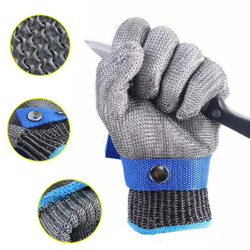 Professional Cut-Resistant Safety Gloves - ANSI A5 Stainless Steel Mesh