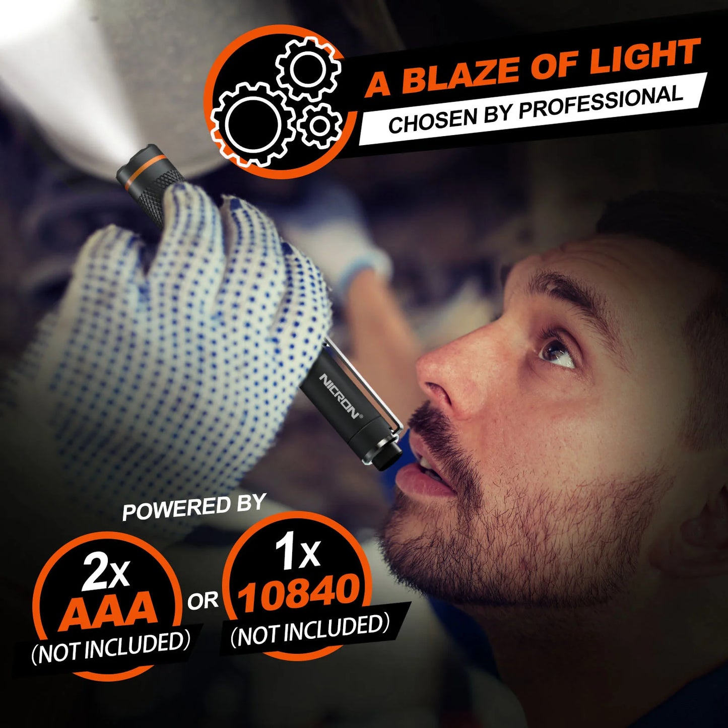 NICRON B22W Pen Flashlight - 120 Lumen High CRI Color Match LED Torch with Zoom