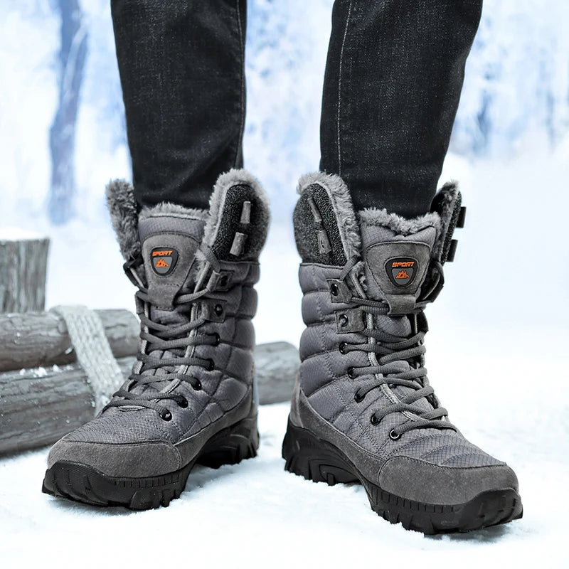 MIXIDELAI Men's Waterproof Winter Snow Boots - Warm Plush-Lined Hiking Boots