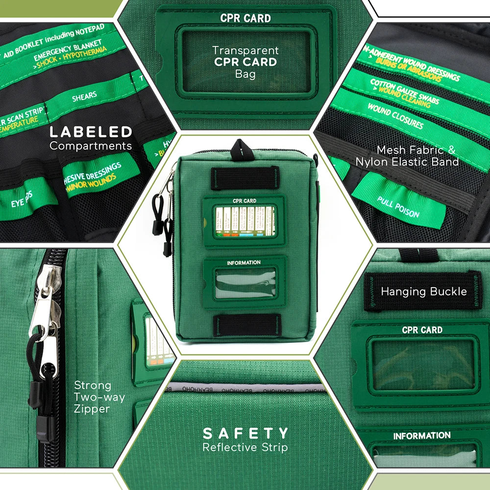 165pcs First Aid Kit/ Empty Car Emergency Survival Kit Medical Rescue Bag for Home Cycling Hiking Camping Outdoor Trauma Gear