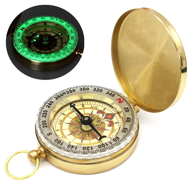 Brass Pocket Compass - Professional Navigation Tool for Hiking & Camping