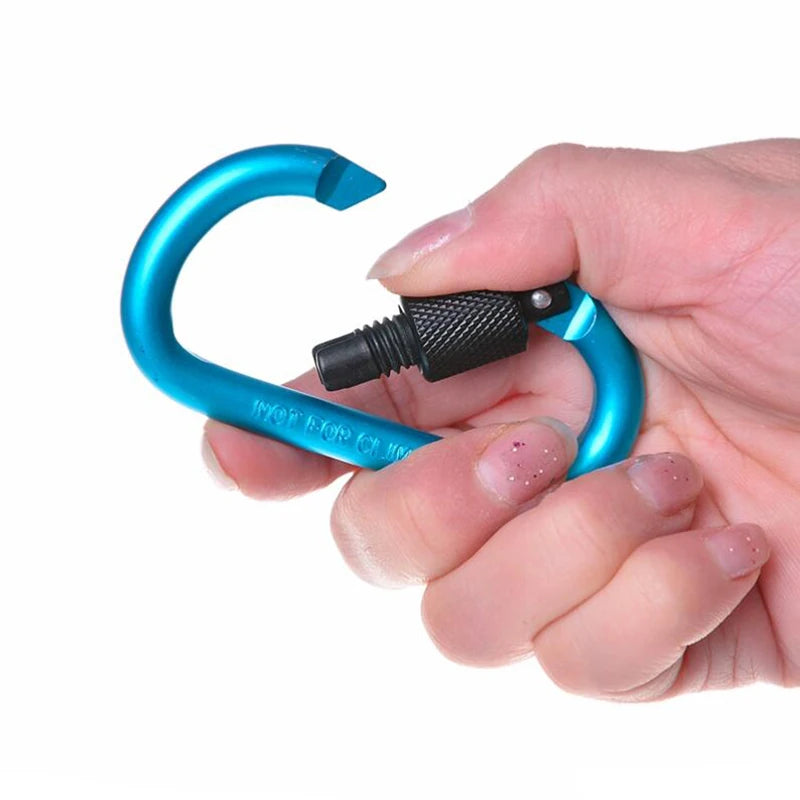 Aluminum Screw Gate Carabiner Clips - 4 Pack Heavy Duty Hiking Hooks