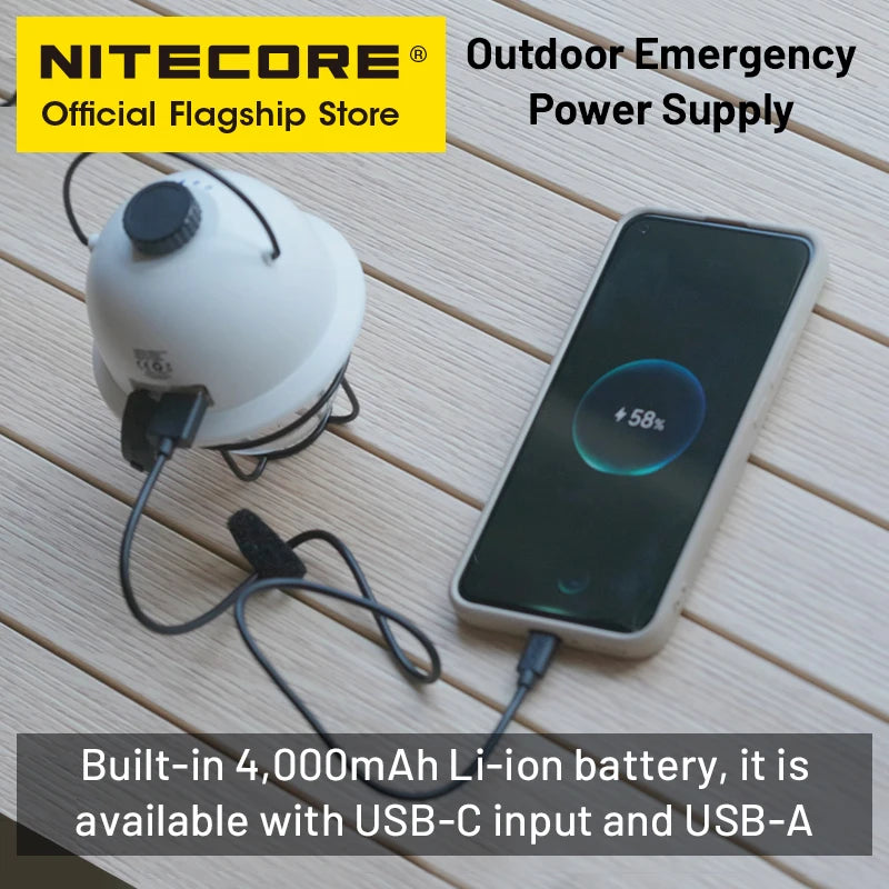 NITECORE LR40 Rechargeable Camping Lantern - 100 Lumen LED Light with Power Bank Function