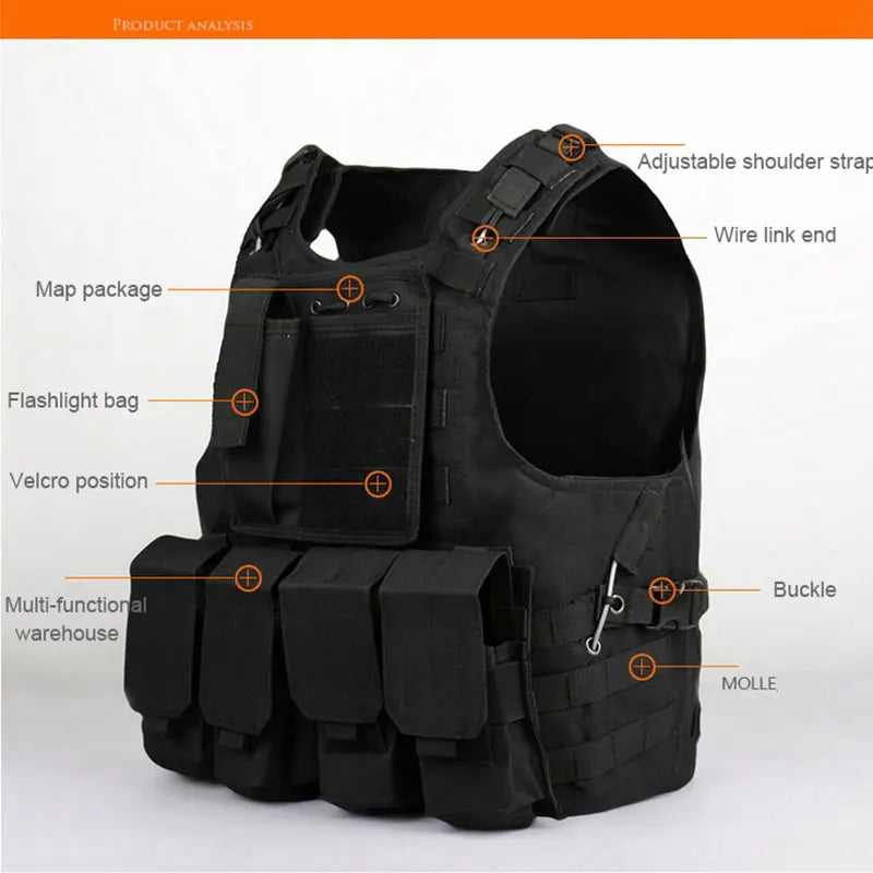 Tactical MOLLE Assault Vest - Professional Airsoft & Hunting Gear