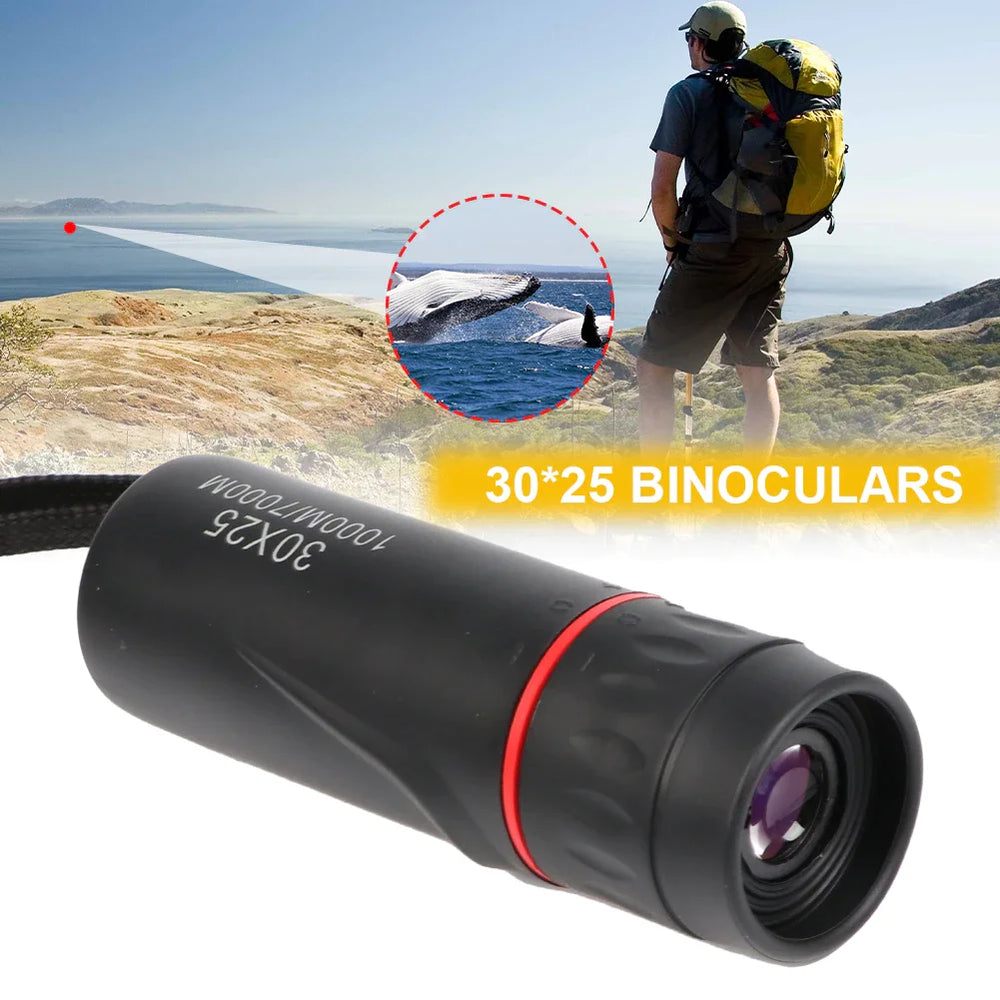 HD 30x25 Compact Monocular Telescope - Portable Optical Zoom for Hunting & Outdoor