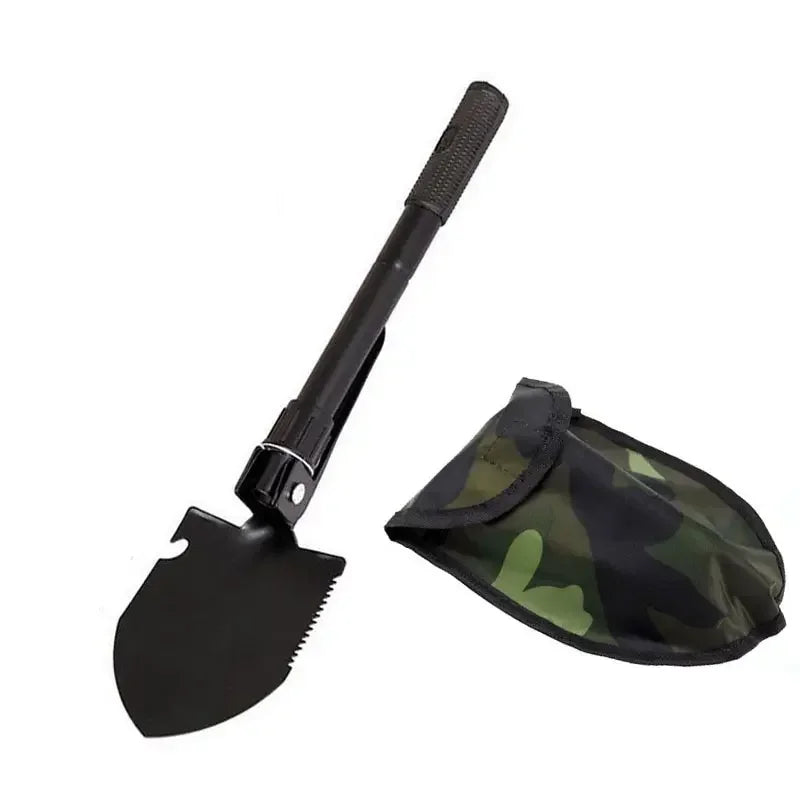 1PC Stainless Steel Engineer Shovel Military Folding Shovel Outdoor Multifunctional Camping Fishing Shovel Pickaxe for Vehicle