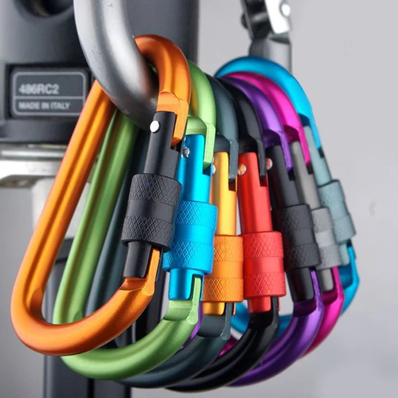 Aluminum Screw Gate Carabiner Clips - 4 Pack Heavy Duty Hiking Hooks