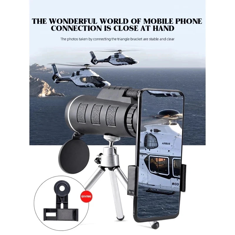 40x60 HD Monocular Telescope - Professional Military Grade Zoom Optics for Hunting & Camping