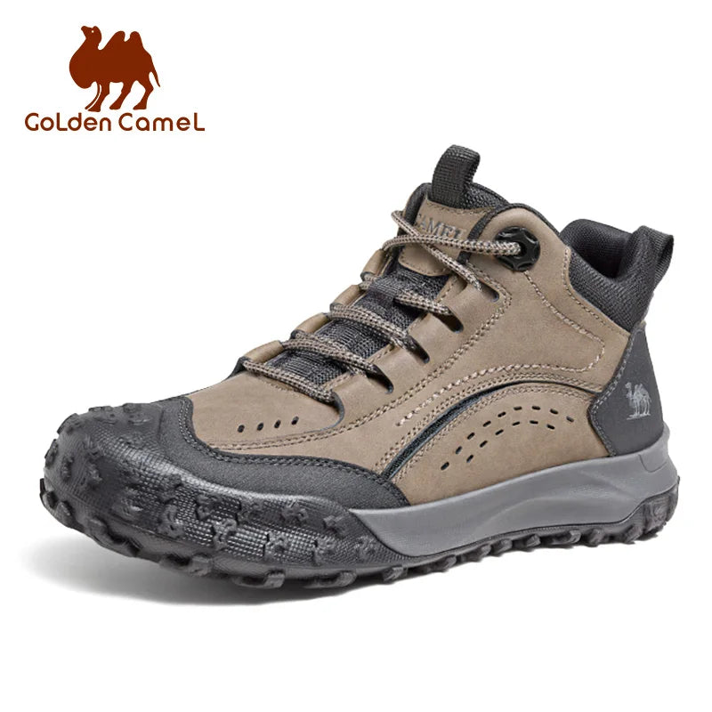 GOLDEN CAMEL Men's Waterproof Hiking Boots - Leather Tactical Trekking Shoes