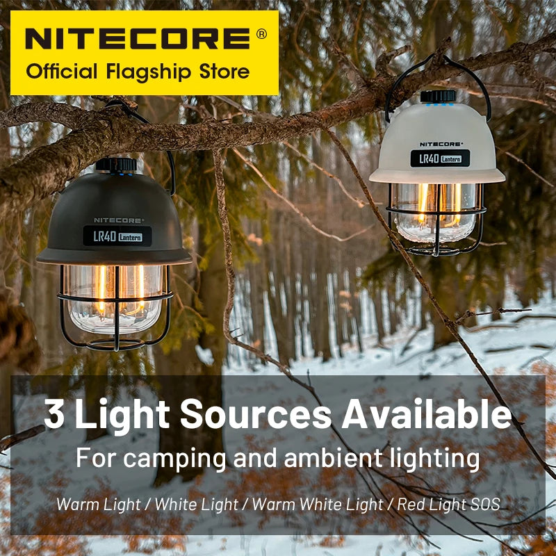 NITECORE LR40 Rechargeable Camping Lantern - 100 Lumen LED Light with Power Bank Function