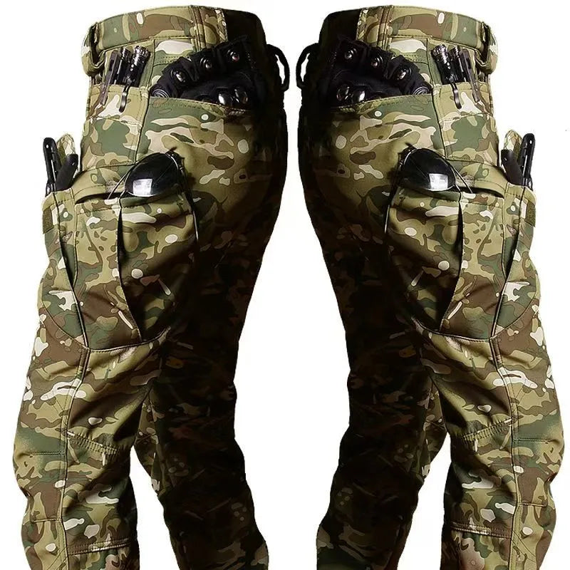 S-6XL 125kg Knee Double Layer Thickened Winter Men Multi Pocket Camouflage Waterproof and Windproof New IX7 Assault Pants