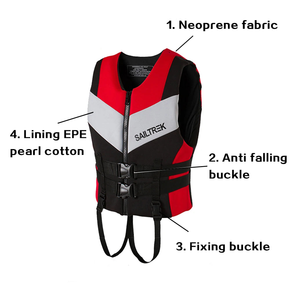 SWROW Neoprene Life Vest - Water Sports Safety Jacket for Kayaking, Skiing & Boating