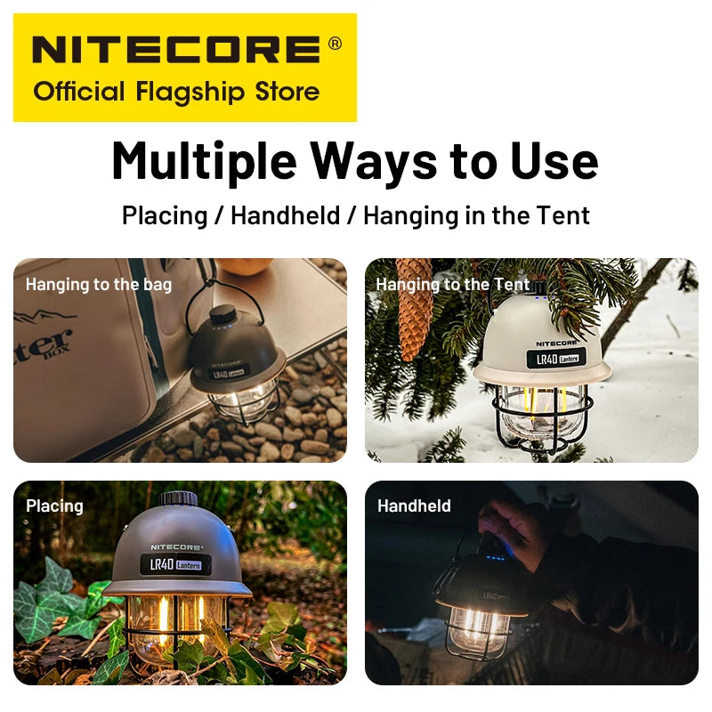 NITECORE LR40 Rechargeable Camping Lantern - 100 Lumen LED Light with Power Bank Function