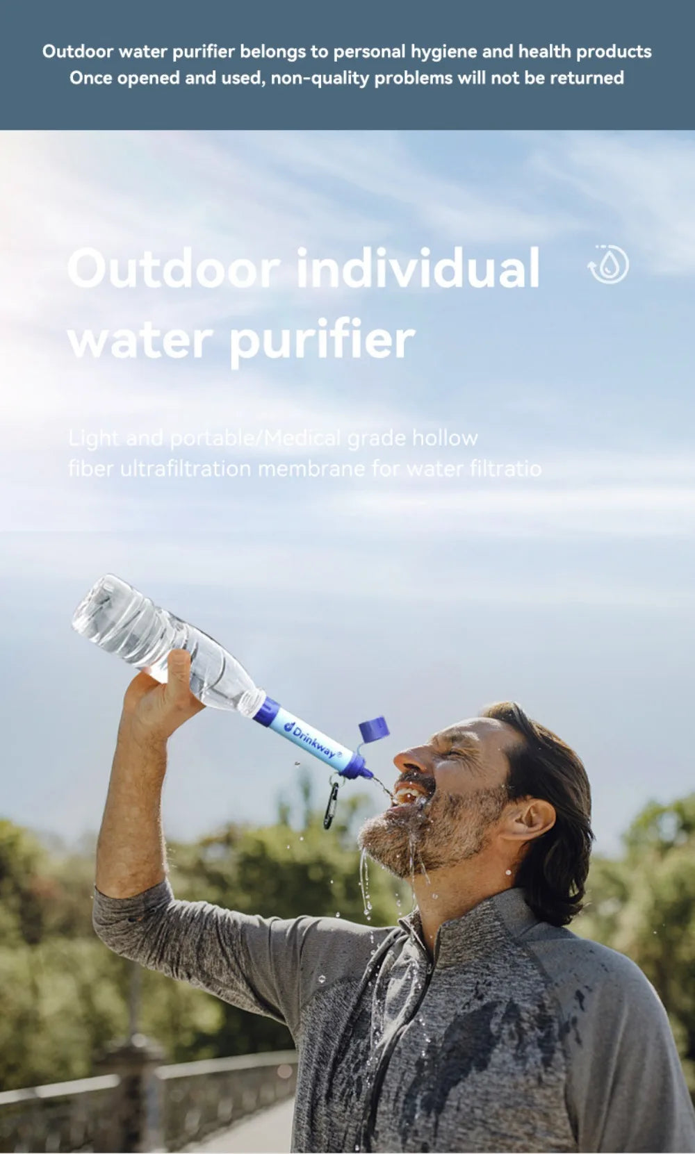 Portable Water Filter Straw - 1500L Capacity Outdoor Survival Purifier