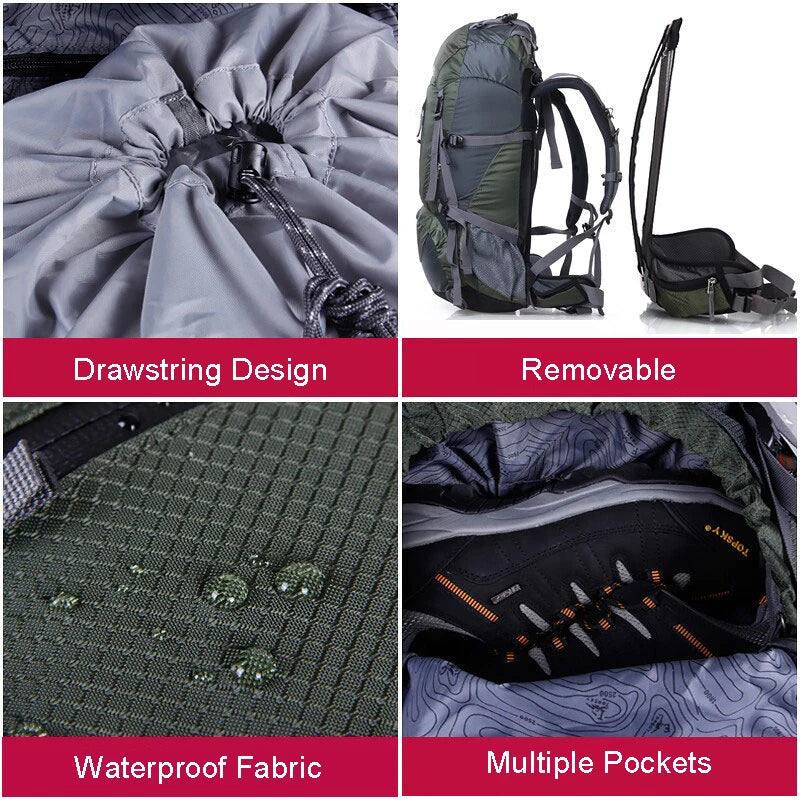Naturehike 50-60L External Frame Hiking Backpack - Multi-Function Camping Rucksack
