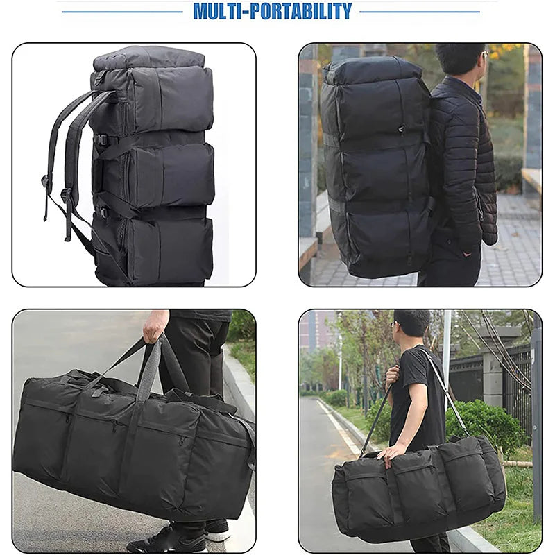 100L Large Capacity Duffel Backpack - Tactical Travel Bag for Camping & Hiking