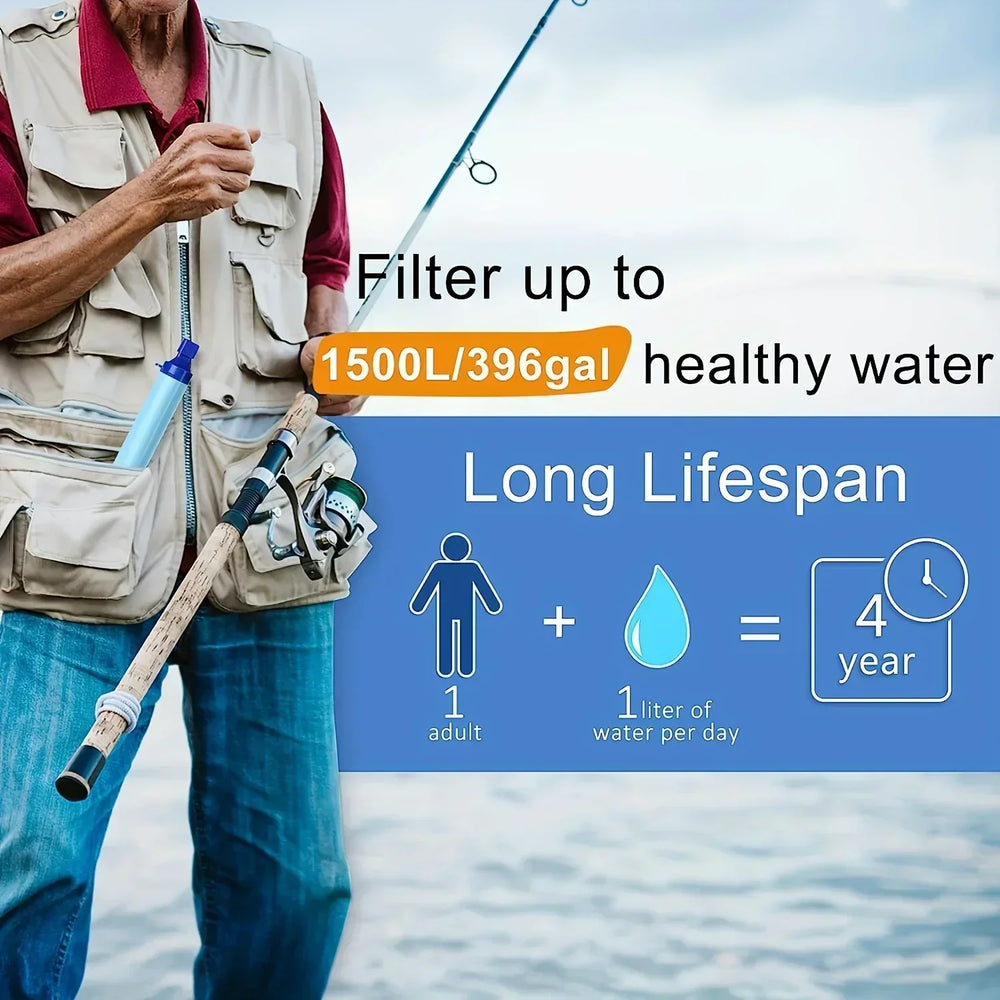 Portable Water Filter Straw - 10,000 Gallon Capacity with 0.01 Micron 4-Stage Filtration System