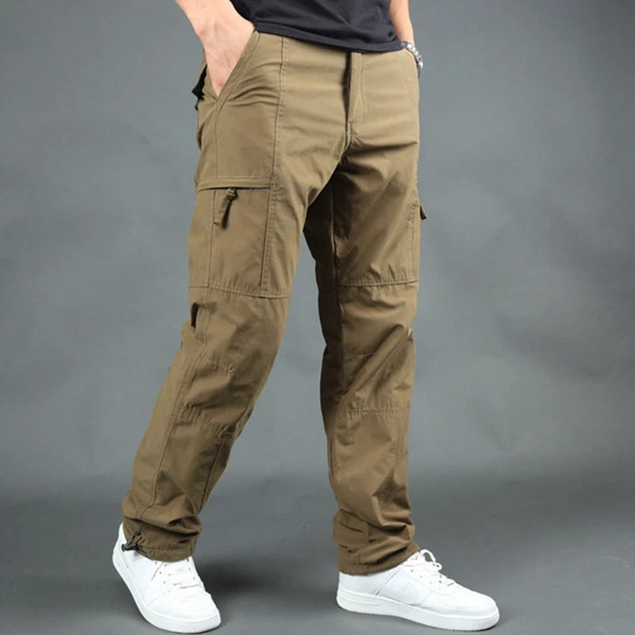 Men's Winter Tactical Cargo Pants - Double Layer Fleece Lined
