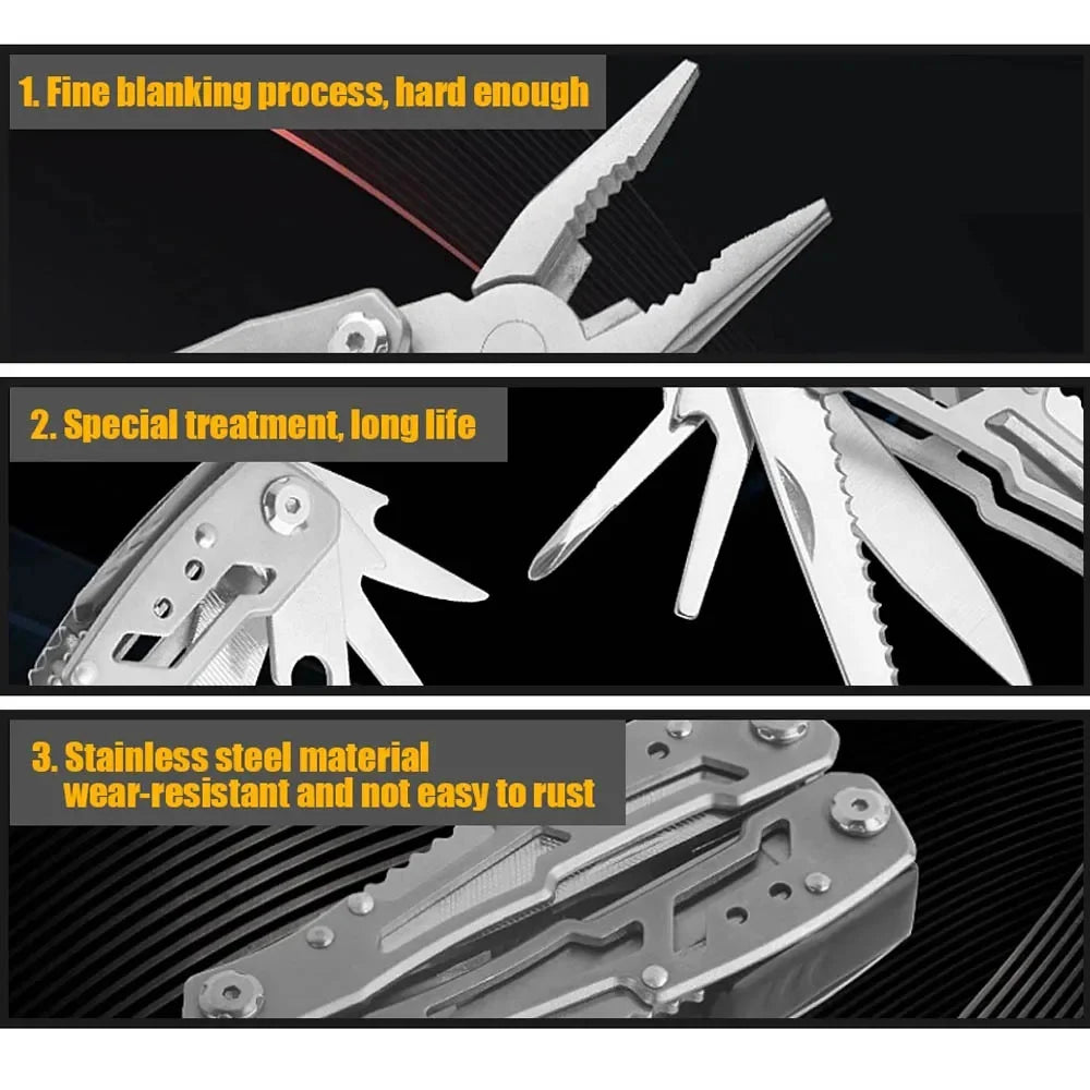 Compact Multi-Tool Pocket Knife with Pliers - Portable Folding Survival Tool