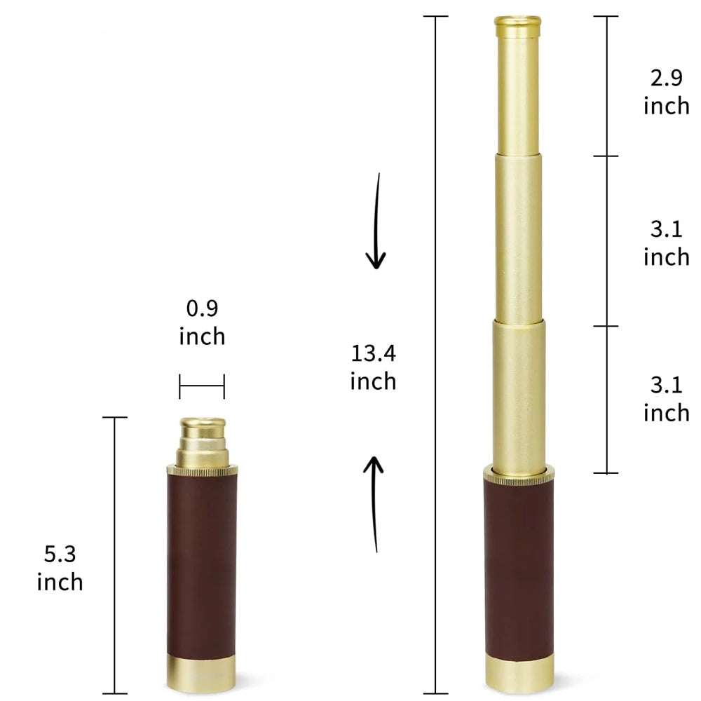 25x30 Brass Monocular Telescope - Portable Handheld Binoculars for Outdoor Adventures