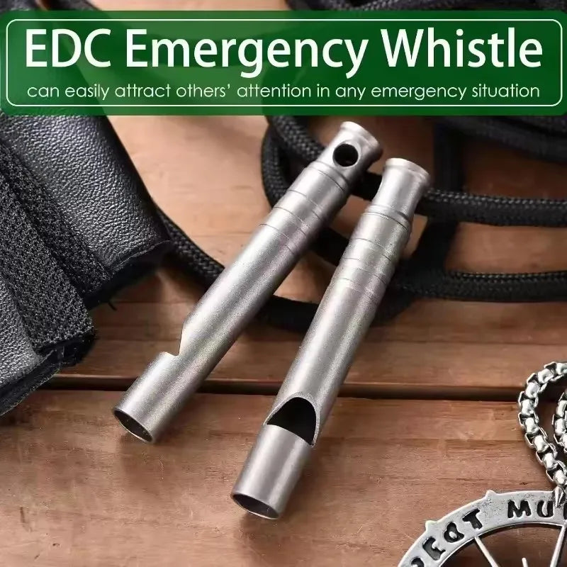 1/2Pcs Outdoor Titanium Emergency Whistle Survival Safety MINI Whistle EDC Whistle Necklace Hiking Camping Trip Explore Survival