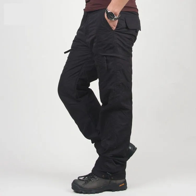 Men's Winter Tactical Cargo Pants - Double Layer Fleece Lined