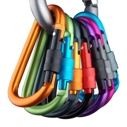 Aluminum Screw Gate Carabiner Clips - 4 Pack Heavy Duty Hiking Hooks