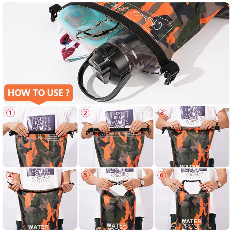 Waterproof Dry Bag Backpack with Wet Separation Pocket - 15L/30L
