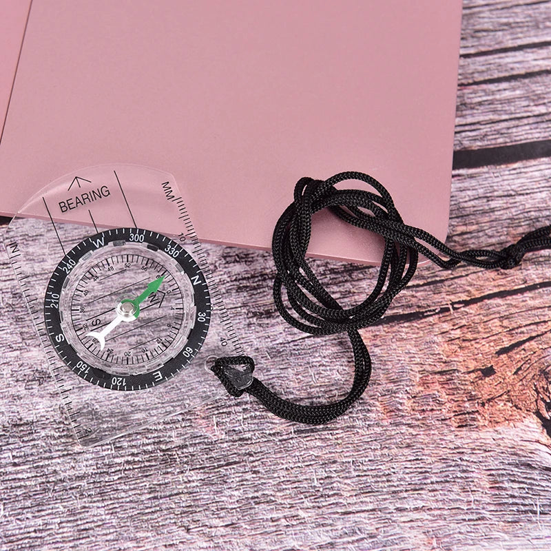 Professional Mini Compass with Map Scale Ruler - Outdoor Hiking & Camping Navigation Tool