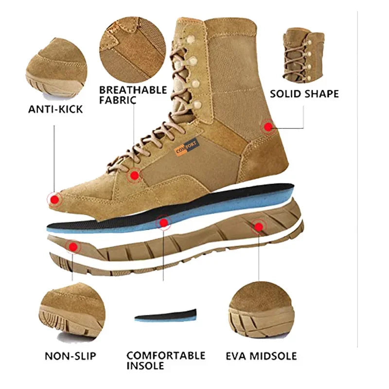 High Quality Outdoor Men's Hiking Shoes Desert High Tactical Boots Men's Soldier Combat Boots