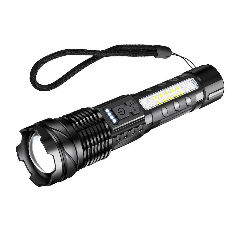 30W P50 COB LED Flashlight - Rechargeable High-Power Torch with Power Display