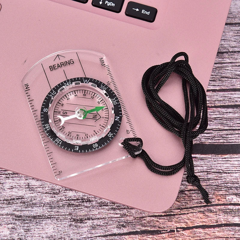 Professional Mini Compass with Map Scale Ruler - Outdoor Hiking & Camping Navigation Tool