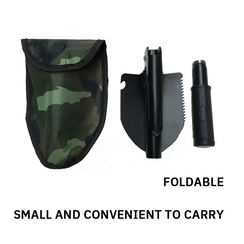 1PC Stainless Steel Engineer Shovel Military Folding Shovel Outdoor Multifunctional Camping Fishing Shovel Pickaxe for Vehicle