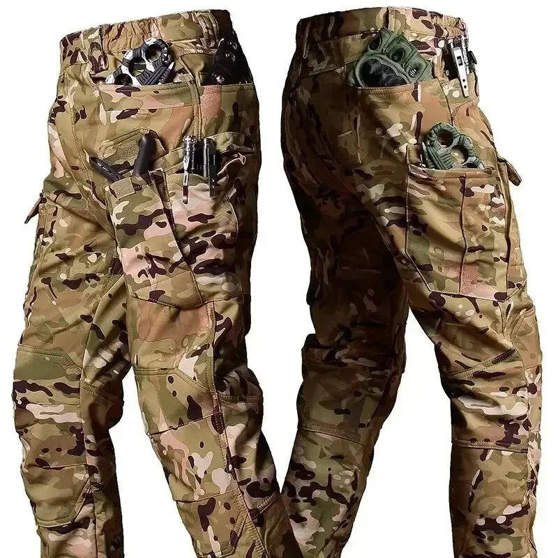 S-6XL 125kg Knee Double Layer Thickened Winter Men Multi Pocket Camouflage Waterproof and Windproof New IX7 Assault Pants