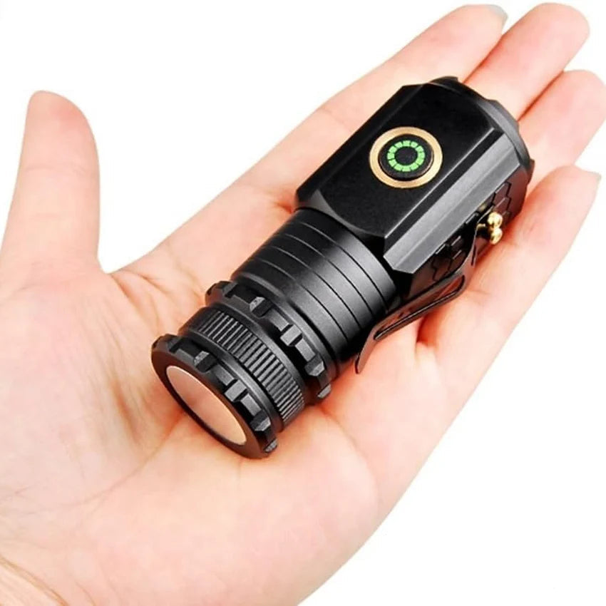 Rechargeable LED Flashlight - Waterproof Aluminum Pocket Torch with Magnetic Base